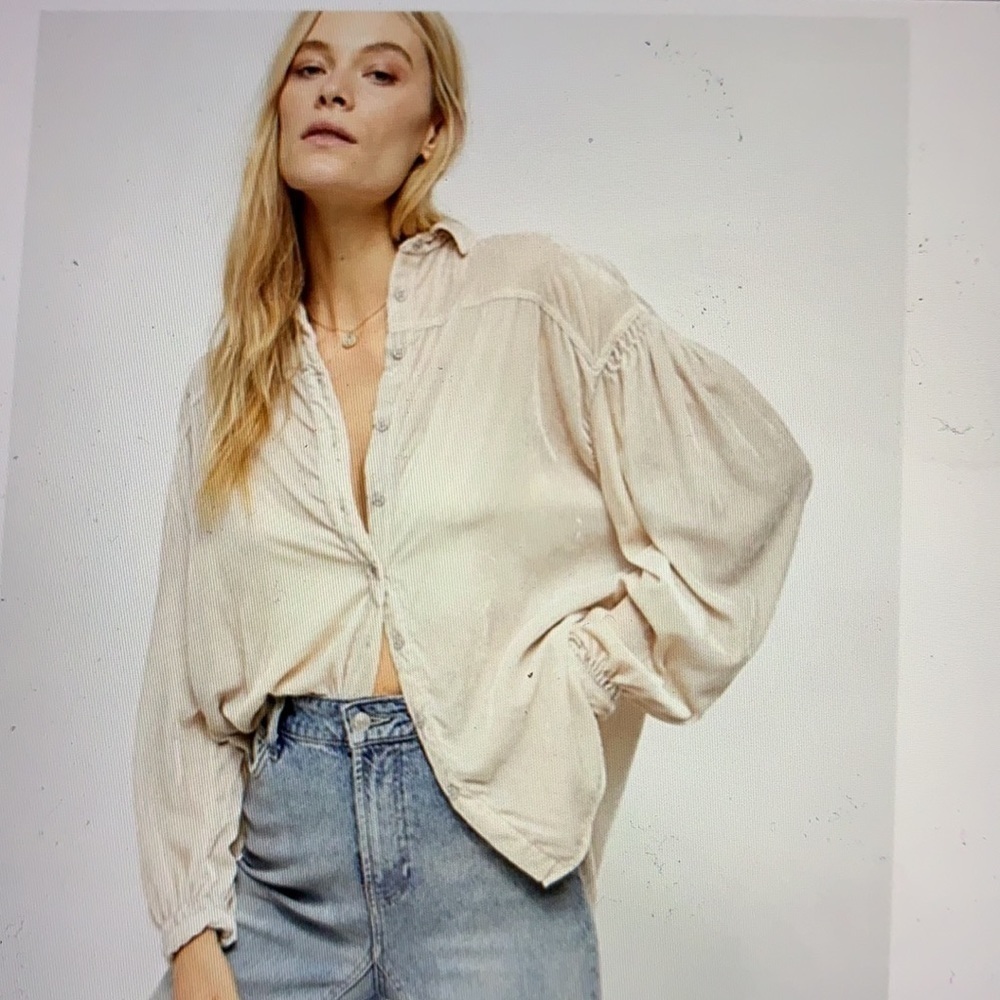 Free People La Luna Crushed Velvet Blouse XS